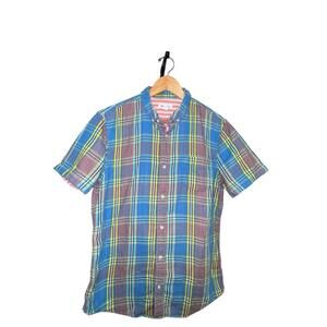 The Rail Men's Multicolor Cotton Plaid Dadcore Button Front Short Sleeve Short L